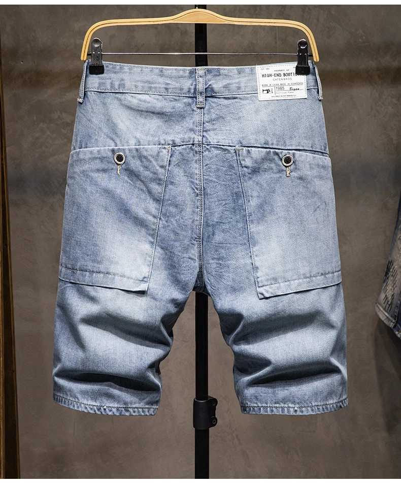 Blue Mens Ripped Short Jeans Clothing Bermuda Cotton Shorts Breathable Denim Shorts Male 2024 New koreanFashion y2k jean shortsXJ250117
