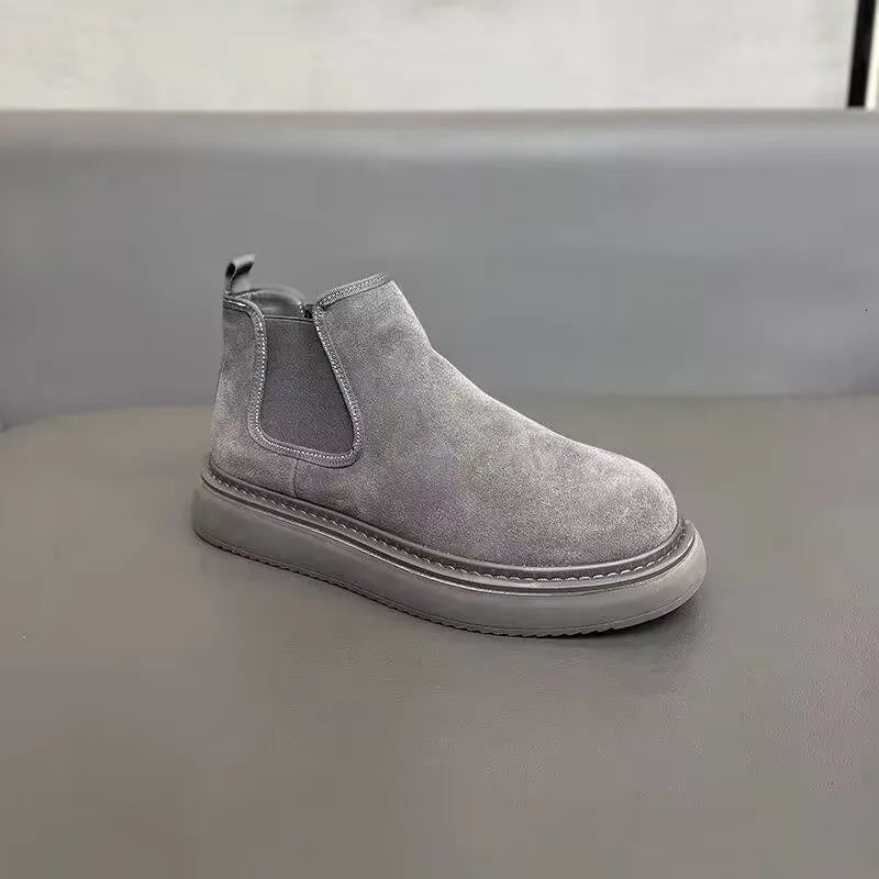 Mens Boots With Velvet Sanded Leather Autumn And Winter Thick Sole Increase Comfortable Lightweight Handsome Cotton Shoes 250114