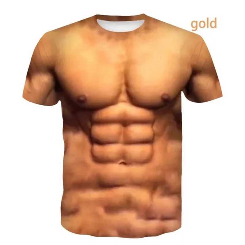 Newest Muscular Man 3D Printed T Shirt Fashion Funny Short-Sleeved Tops Pullover Mens Apparel Tee Shirt Streetwear Loose MaleXJ250117