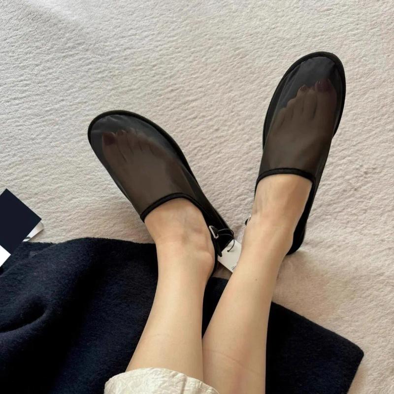 Sandals Summer Shoes For Women's Mesh Fabric Round Head Open-heel Flat Casual Breathable Bag hurenlakeshoes