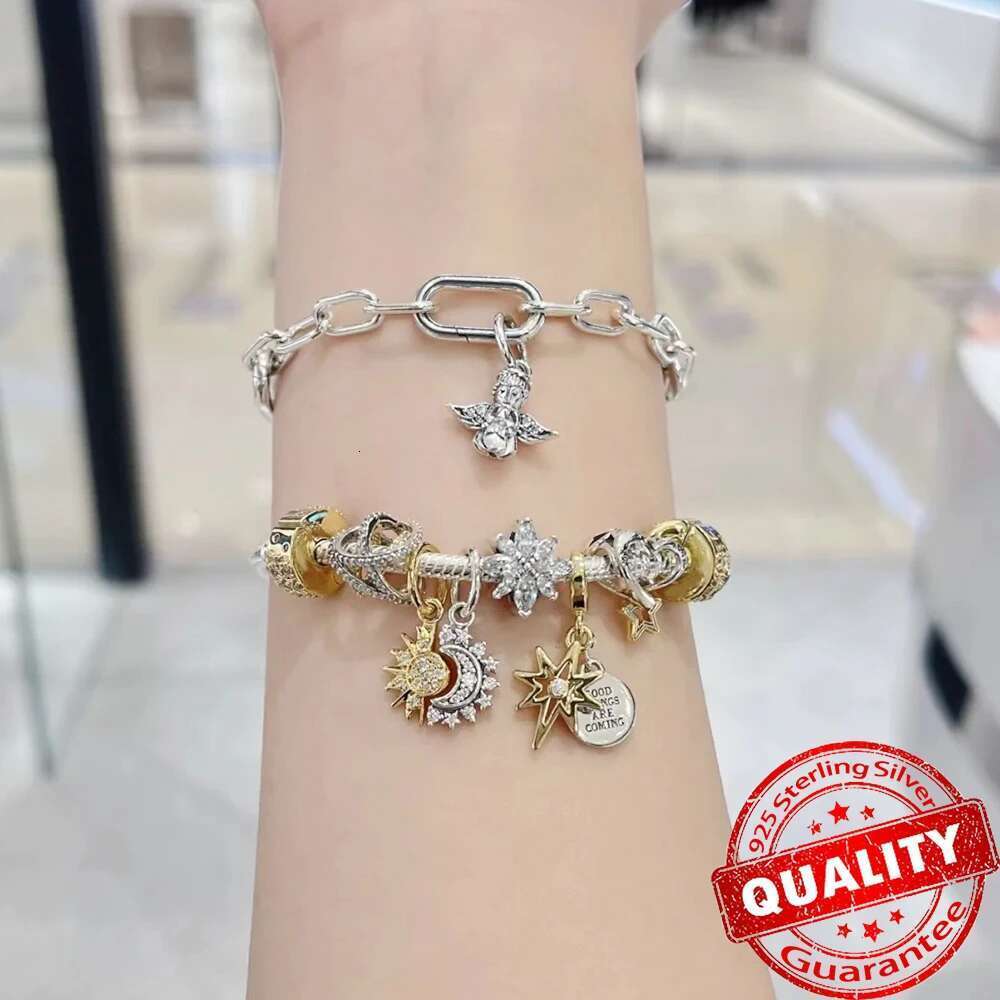 Classics 925 Popular Sterling Silver Lucky Star Heart Beads Dice Sparking Bow Dangle Charms Fit Silver snake Bracelet DIY Birthday Jewelry Gift For wo
