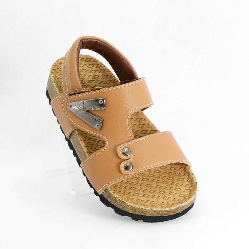 Sandals Children Summer Boys Sandals Soft PU Leather Flat Heels Toddler Kids Cork Comfortable Casual Shoes Male Teenagers 1-3-12 YearsY250116Q9PQ z250