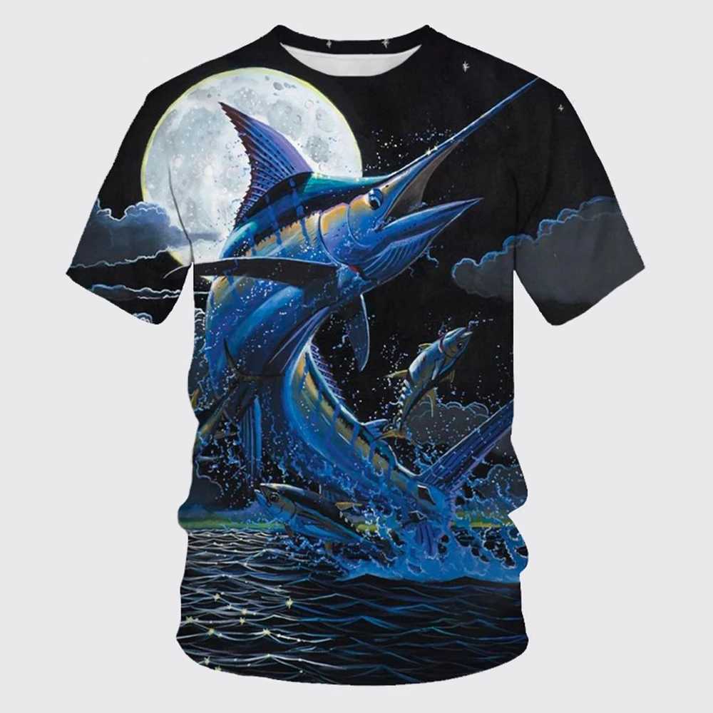 Summer Fishing Enthusiasts Print Summer Mens O-Neck T-shirt Casual Short Sleeve Oversized Pullover Fashion Trend Men ClothingXJ250117