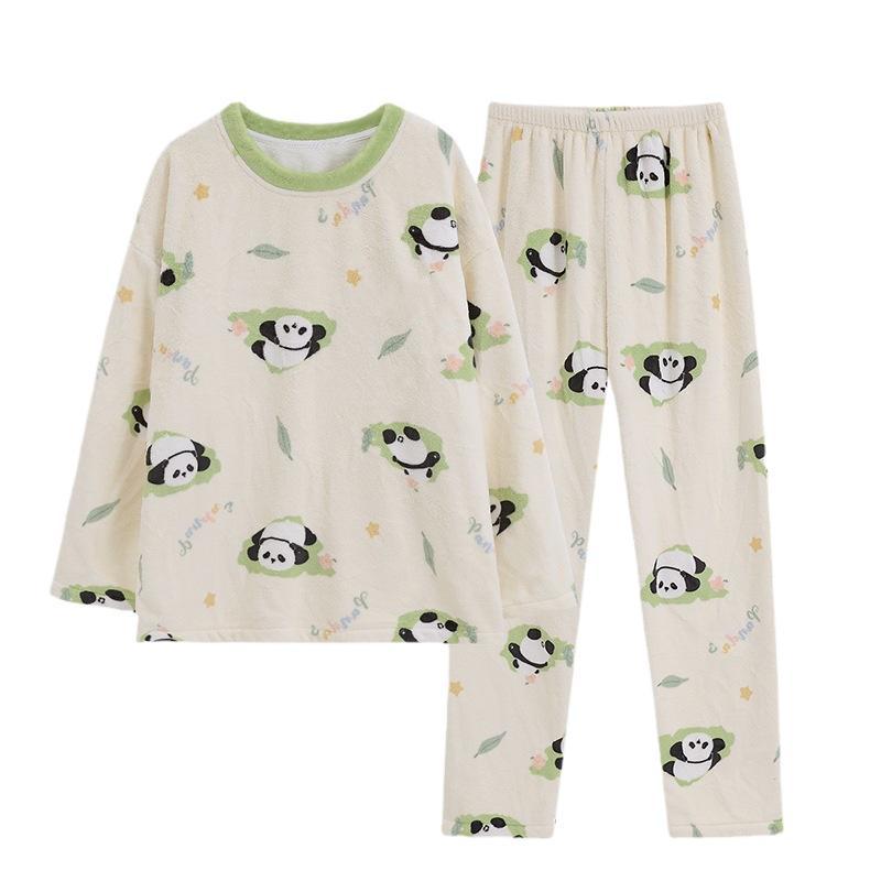 B907-Pajamas women summer pure cotton short-sleeved trousers loose large size can be worn outside home clothes summer suit