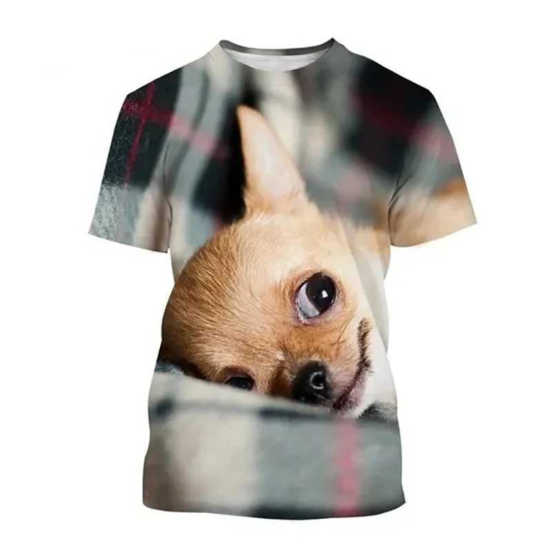 New Chihuahua Dog T-Shirts Cute Animal 3D Print Mens Woman Casual Short Sleeve T Shirt Oversized Harajuku Top Tees Man ClothingXJ250117