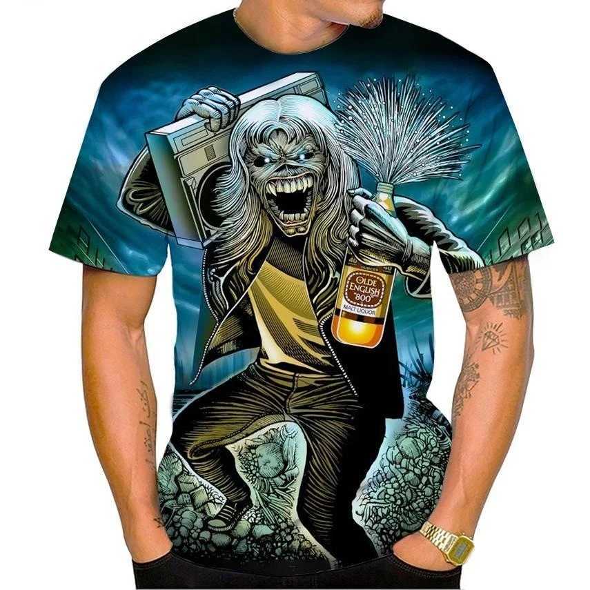 Hot Selling New Live Dead 3D Printing T-shirt Rock Music Round Neck Short Sleeve Heavy Metal Fashion Casual Mens Unisex TopXJ250117