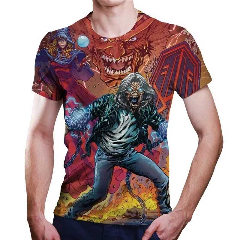 2024 New Mens Heavy Metal Rock 3D Printed T-shirt Summer Casual Fashion Street Hip Hop Oversized Short Sleeve ShirtXJ250117