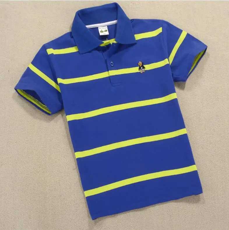 New Summer Teen Boys 3-14Yrs Polo Shirt Kids Clothes Boys 8 To 12 Short Sleeve Striped Cotton T-shirt Children Teenager Girls To M250116