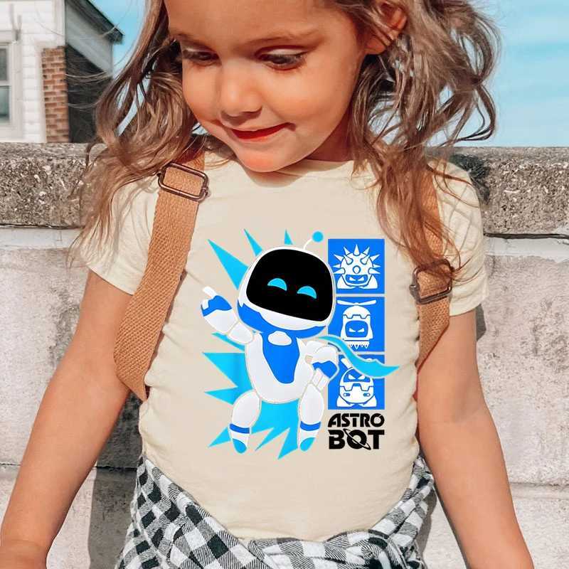 New Astro Bot T-shirt Kids Cute Cartoon Figure Graphic T Shirt Boys Girls Casual Short Sleeve Tops Creative Robot Fashion Shirt M250116
