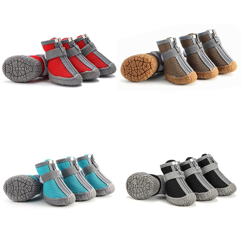 Durable 4 Pieces Canine Footwear Kit Enhanced Grip Treads and Ventilated Paws Protector for Active Dogs