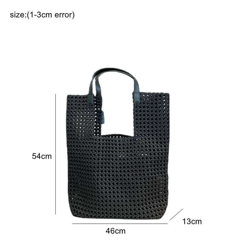 INS Japanese Style Versatile Casual Black PU Leather Hot Vintage Large Capacity Totes For Women Woven Purses And Handbags