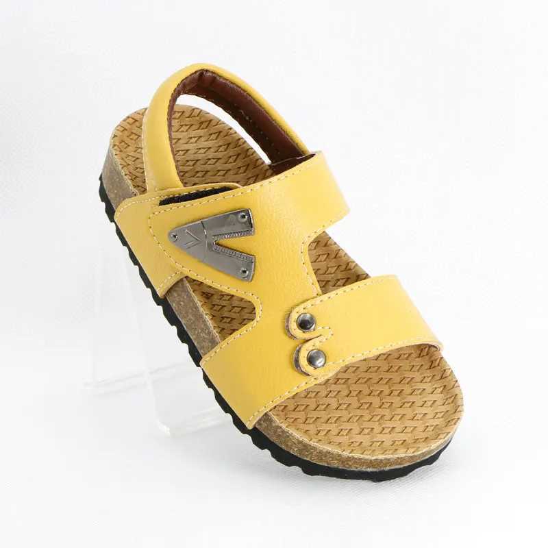 Sandals Children Summer Boys Sandals Soft PU Leather Flat Heels Toddler Kids Cork Comfortable Casual Shoes Male Teenagers 1-3-12 YearsY250116Q9PQ z250