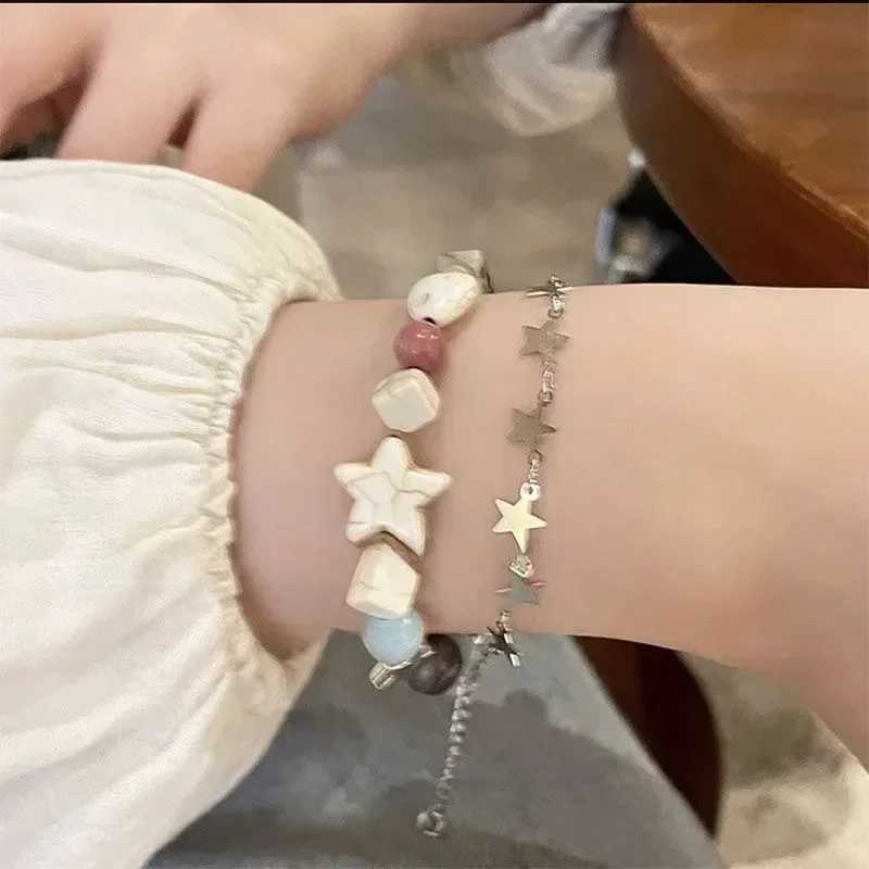 Bohemian Natural Stone Beaded Bracelet for Women Girls Handmade Star Monster Multi-layer Pendant Bracelets Bangles WristbandXJ250117