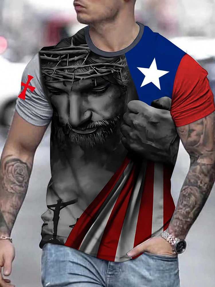 American Flag Print Mens T-shirt Summer Everyday Casual Mens T-shirt Outdoor Sports Short-sleeved Top Fashion Street Mens TeeXJ250117