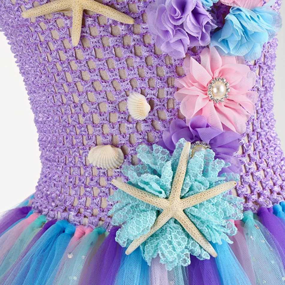 1-12Y Cute Mermaid Tutu Dress with Corfish Appliques Off Shoulder Fancy Princess Frock Toddler Birthday Par Puffy GownXJ250117