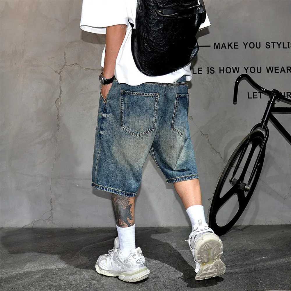 Mens Denim Shorts Y2K Retro Splicing Pattern Chic Patch Trendy Distressed Shorts Youth Vitality Classic Casual Summer Short 2024XJ250117