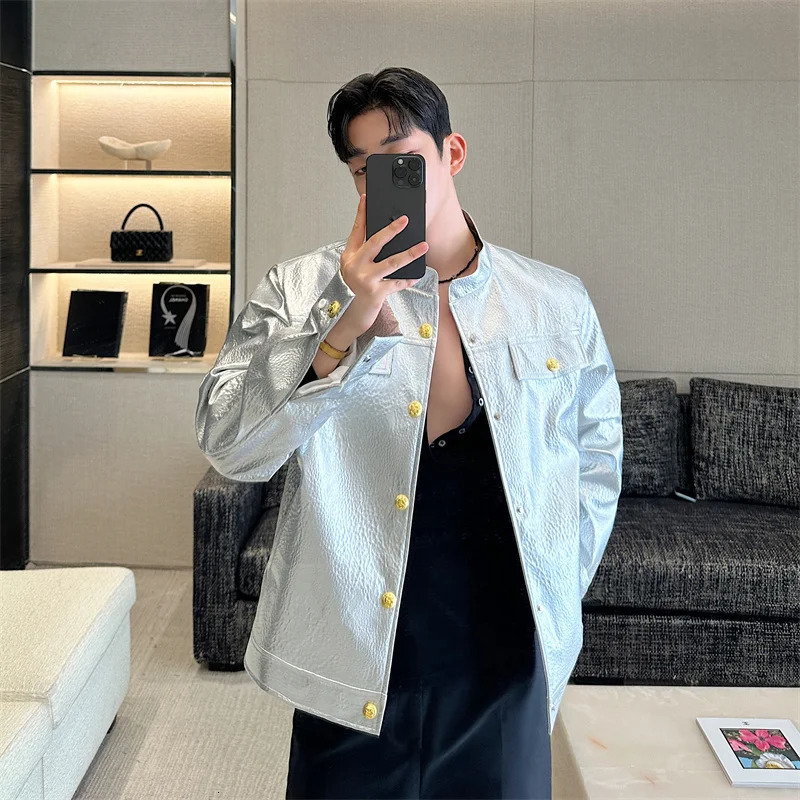 High Street Removable Hooded Mens Jackets PU Leather Casual Coats Solid Color Loose Male Clothing Autumn 250109