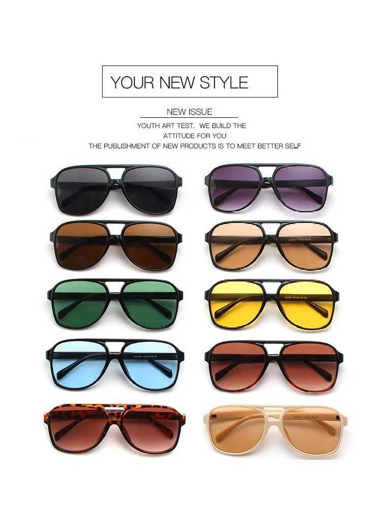 Vintage Oversized Sunglasses Women Retro Brand Big Frame Sun Glasses Female Black Yellow Ins Style Square Glasses Sunglasses W250116