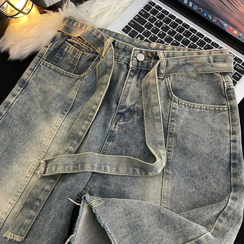 Men Casual Shorts Denim Trousers American Summer Streetwear Vintage Washed Teens Hip Hop Y2k Clothes Fashion Zipper All-matchXJ250117