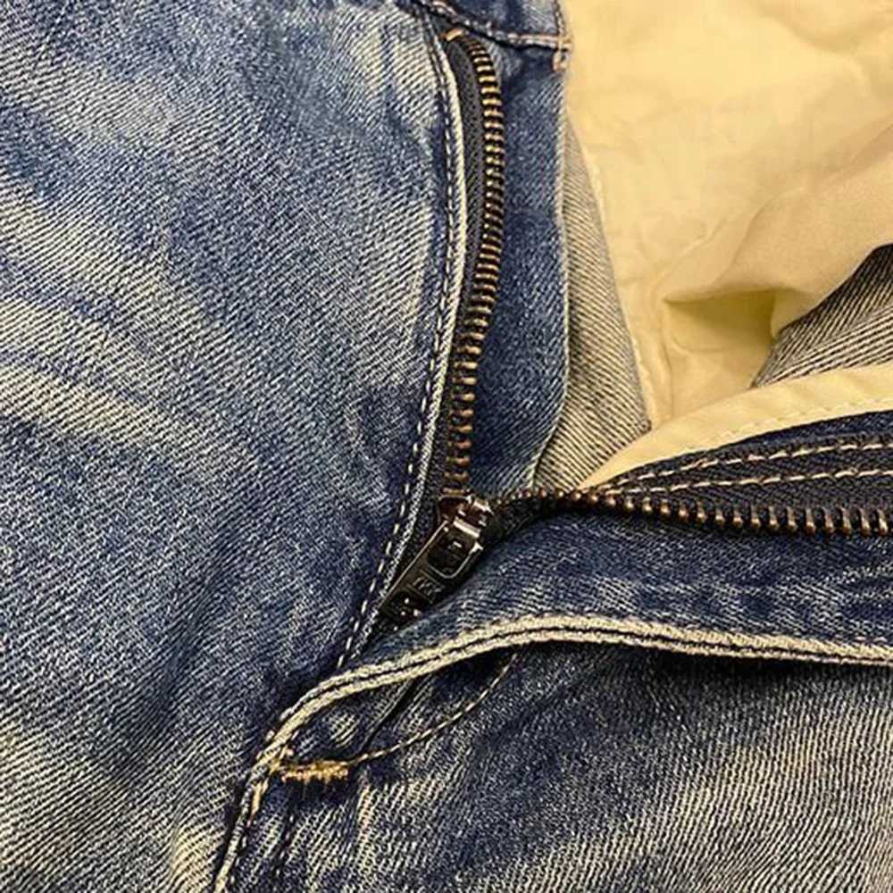 Mens Street Distressed Jeans 2024 Summer Fashion Workwear Retro Medium Pants Motorcycle Casual Loose Big Pocket Y2K ShortsXJ250117