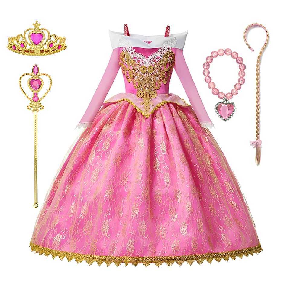 Girls Sleeping Beau Aurora Cosplay Princess Dress Kids Rapunzel Elsa Cinderella Costume Par Clothing 2-10Years Z250117