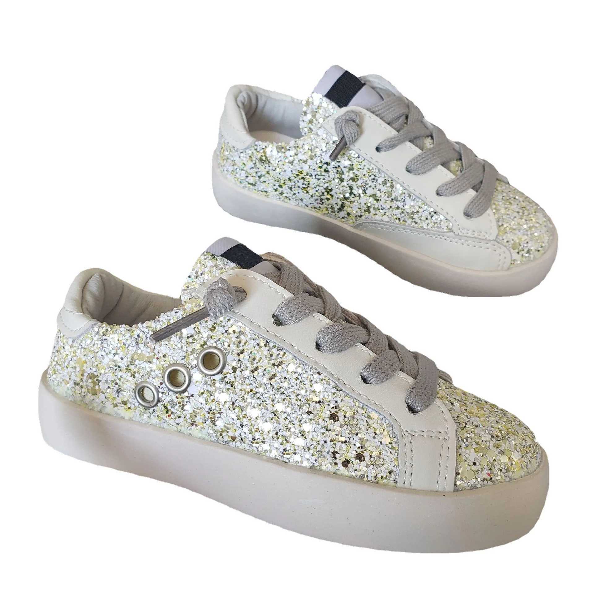Athletic Outdoor Designer School Shoes Wholesale Fashion Brand Casual Full Sequin Star Shoes for Baby Girls Fall and Winter Big Kids SneakersY250116QA
