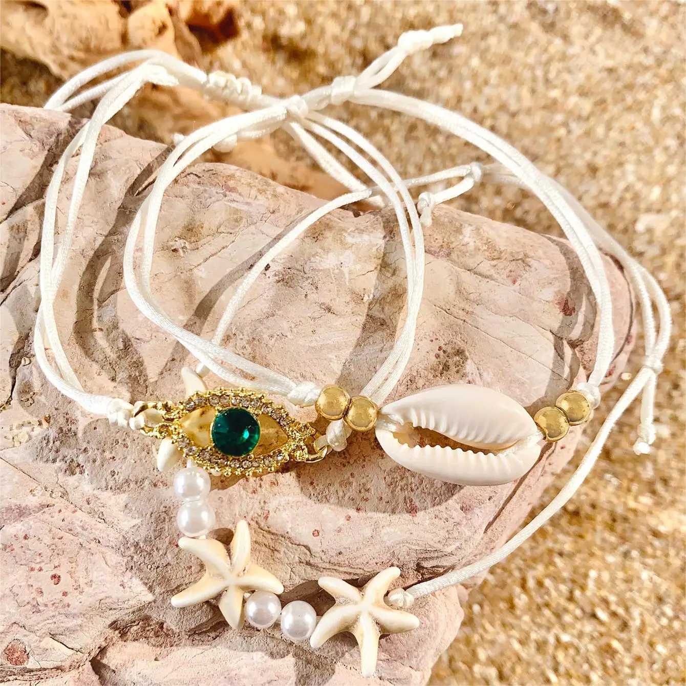 Tocona 5pcs/set Bohemian Imitation Pearl Bracelets for Women Ethnic Style Shell Beaded Bangles Summer Beach Jewelry Set 26165XJ250117
