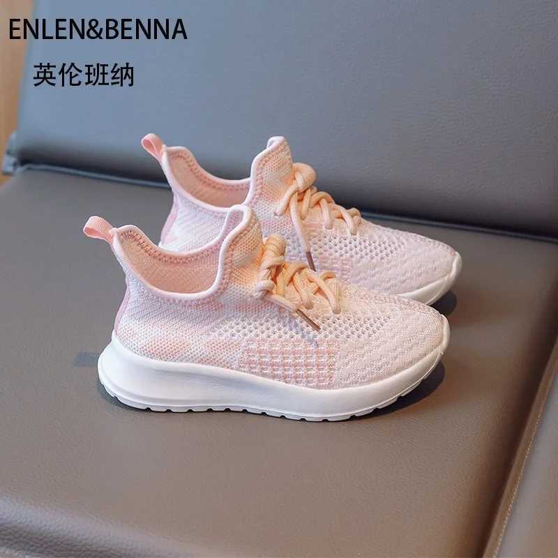 Athletic Outdoor Spring and summer new sports shoes medium and older childrens casual shoes flying woven mesh childrens breathable dad shoesY250116MXB