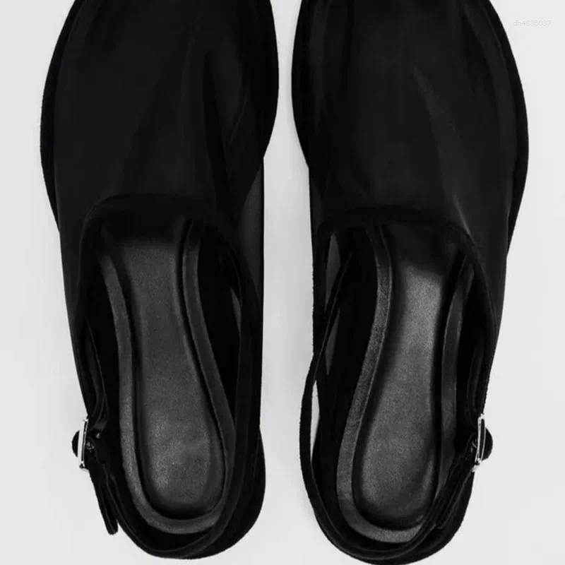 Sandals Summer Shoes For Women's Mesh Fabric Round Head Open-heel Flat Casual Breathable Bag hurenlakeshoes