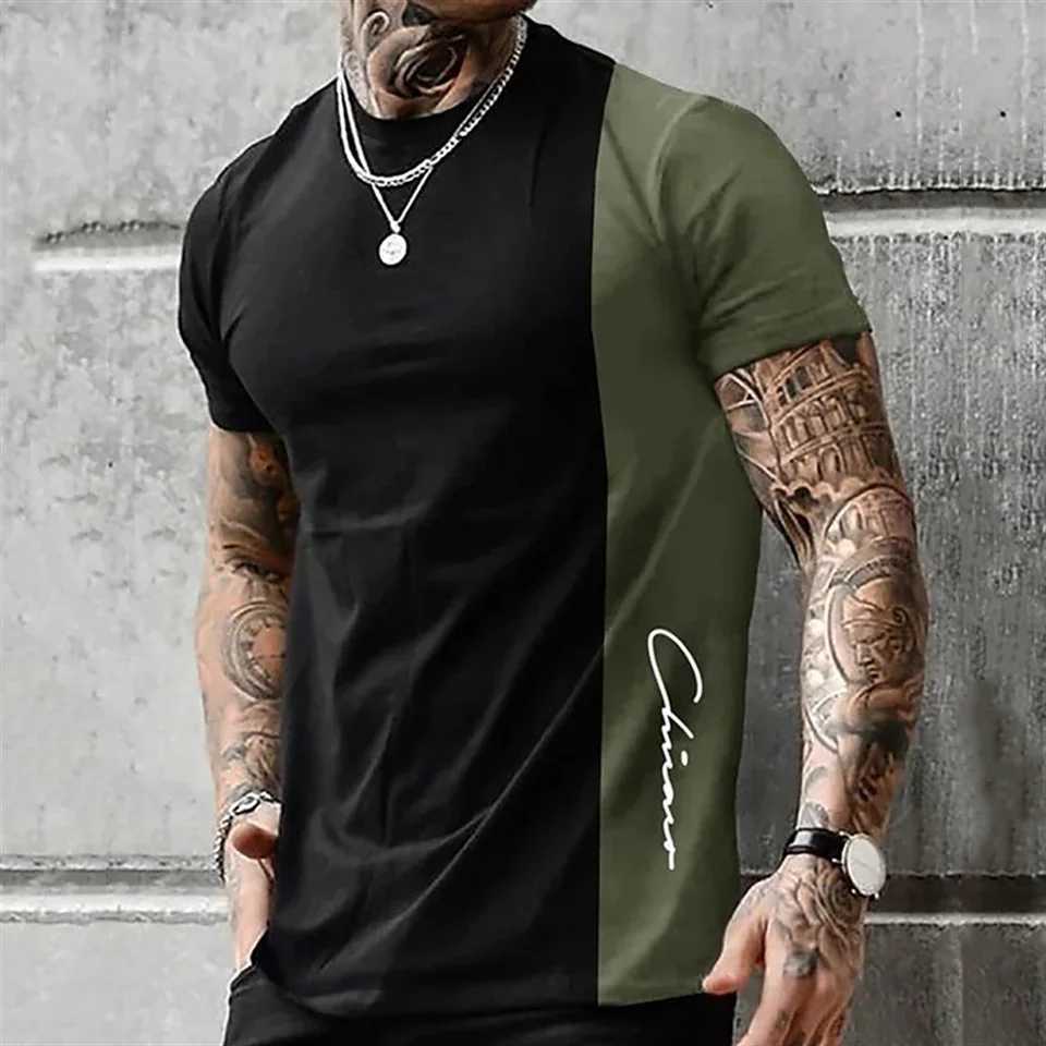 Mens Street T-shirt Summer Mens 3D Stripe Printing Short Sleeve Tops Fashion Everyday T Shirt Oversized Tee Shirt Men ClothingXJ250117