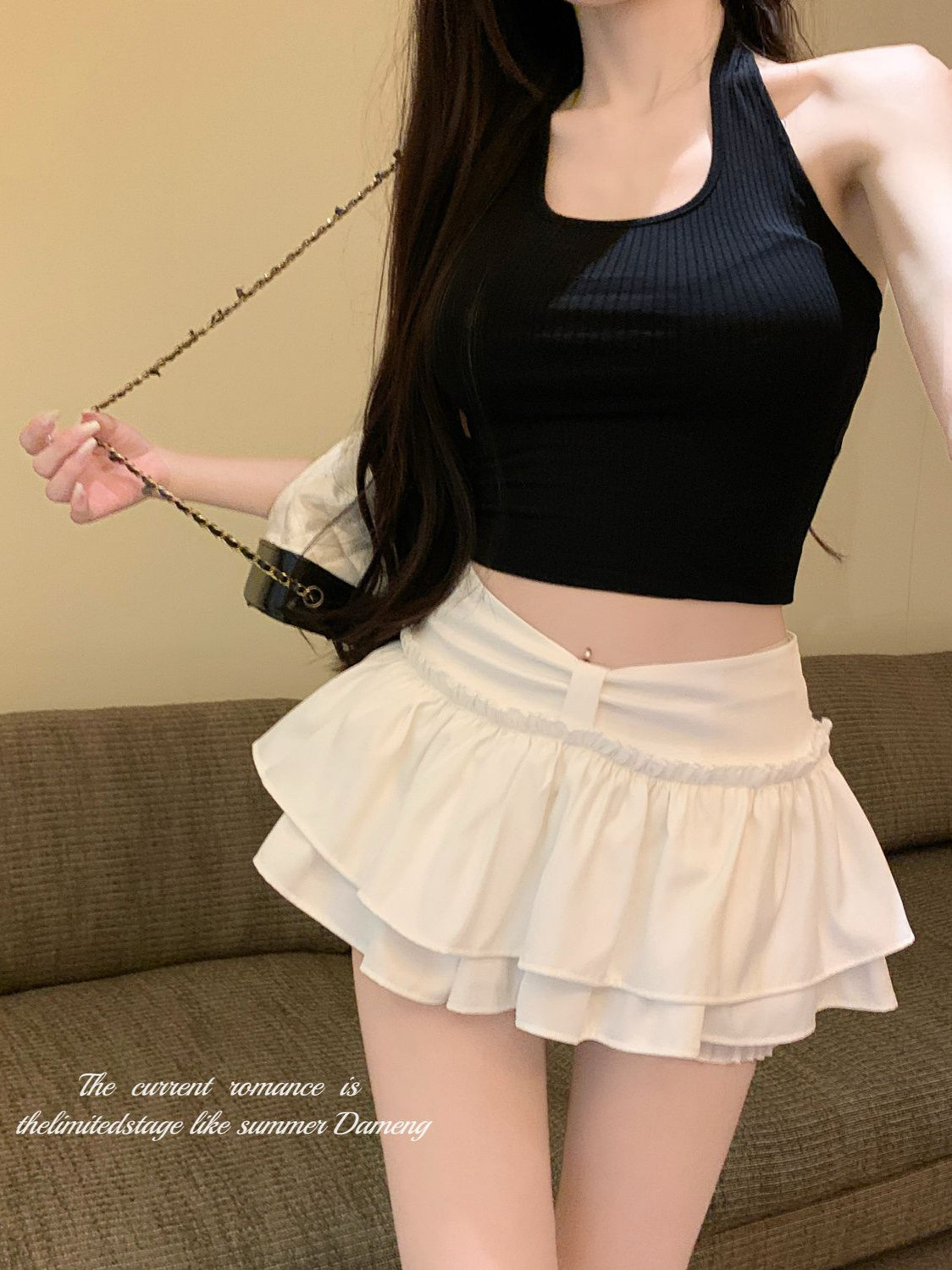 M5128 College style puffy skirt for women in spring and summer, versatile design, slimming A-line, anti-exposure cake skirt pants