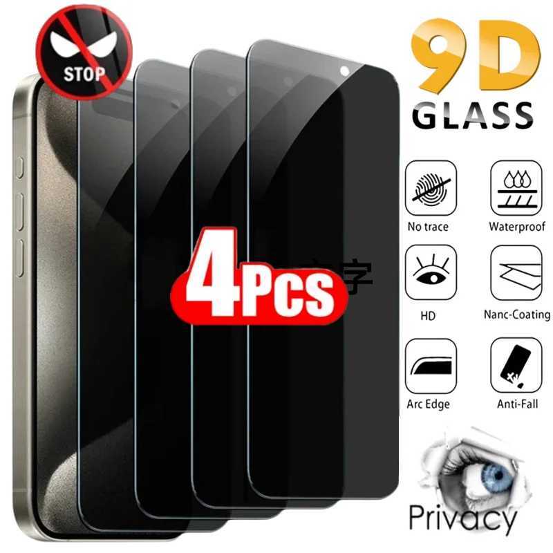 4 PCS Anti-spy Tempered Glass For iPhone 15 Pro Max 13Pro Full Cover Screen Protector For iPhone 16ProMax 13 Anti-peep Glass O250116