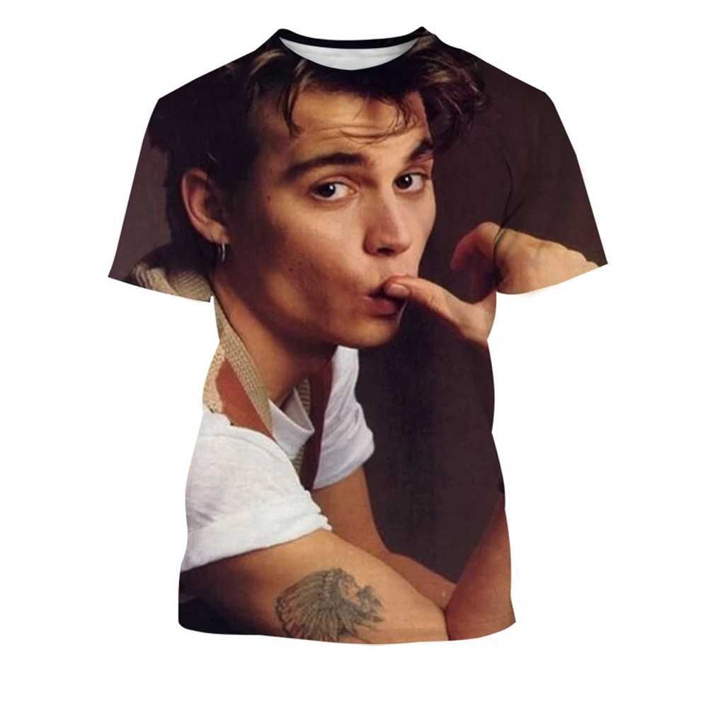 New fashion celebrity star Johnny Depp 3D printing T-shirt personality actor round neck casual shirt unisex hip-hop street styleXJ250117
