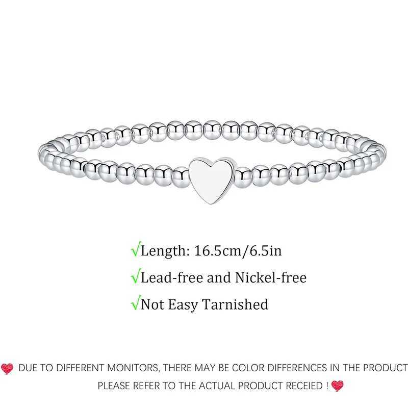 Heart shaped fashionable exquisite bead bracelet 14K silver gold-plated elastic bead handmade spherical bracelet for women's exquisite jewelry gi