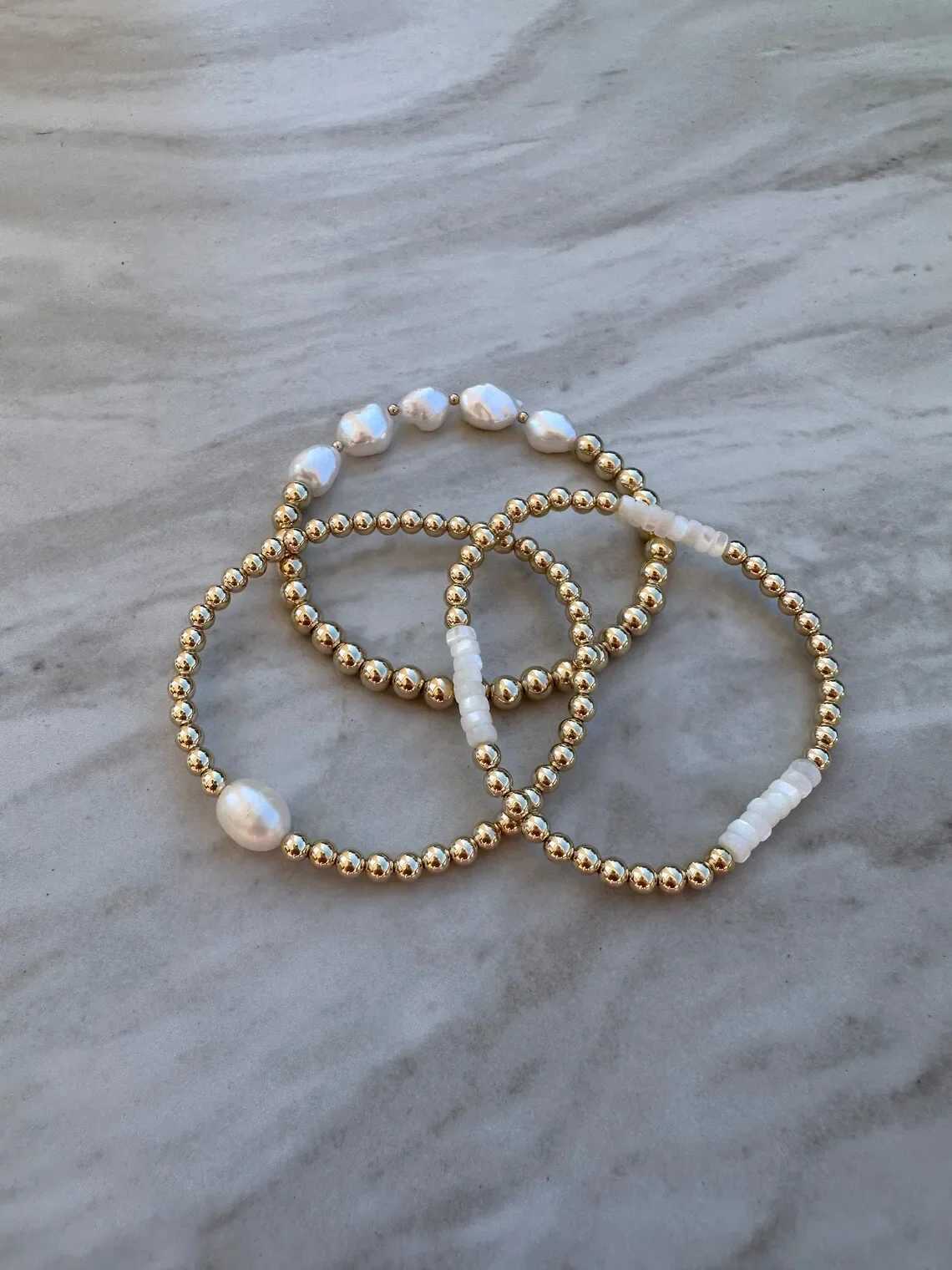 CCGOOD Gold Plated 18 K Bracelet Natural Freshwater Pearl Bracelets for Women Stackable Pulseras Stretch Jewelry W250116