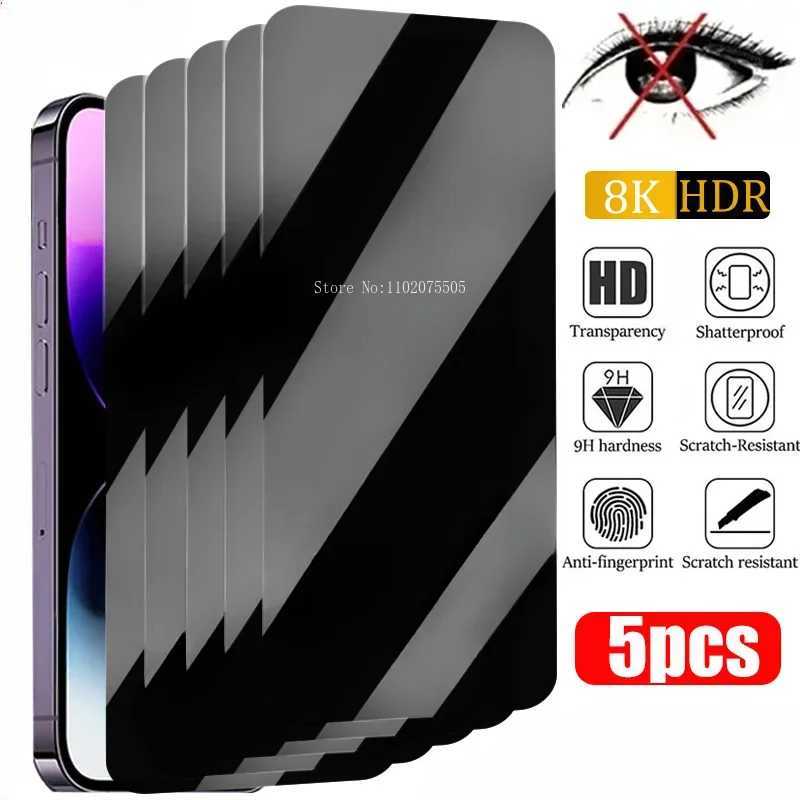5Pcs Privacy Screen Protector For iPhone 16 11 12 13 14 15 Pro Max Anti-Spy Glass For iPhone 13 12 Mini X XR Tempered Glass Film O250116