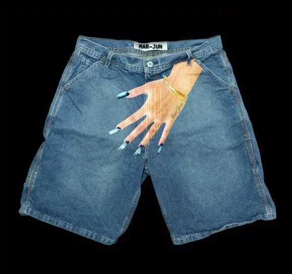 2024 Summer Denim Shorts Personalized Palm Pattern Print Y2K Hip-Hop Casual Trend Gothic Loose Sports Pants Basketball Shorts W250319