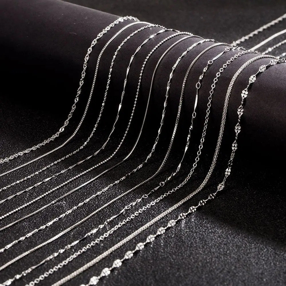 Multistyle 925 Sterling Silver Necklace Chains Water Wave Snake Female Clavicle Chain Simple Fashion Jewelry 18 inch Trendy 250114