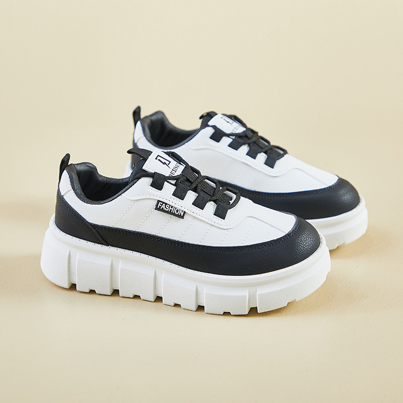 Women Casual Shoes Fashion Thick Sole Simple Design Versatile Triple Black Grey Khaki Free shipping