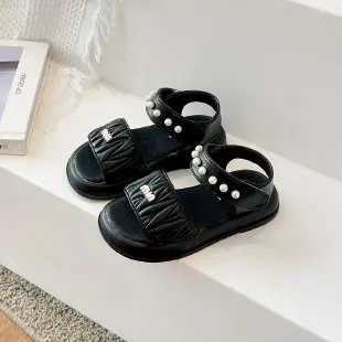 Sandals 2024 Summer New Childrens Fashion Sandals Korean Version of Girls Sequin Princess Girls Open-toe Soft-soled ShoesY2501161J3F