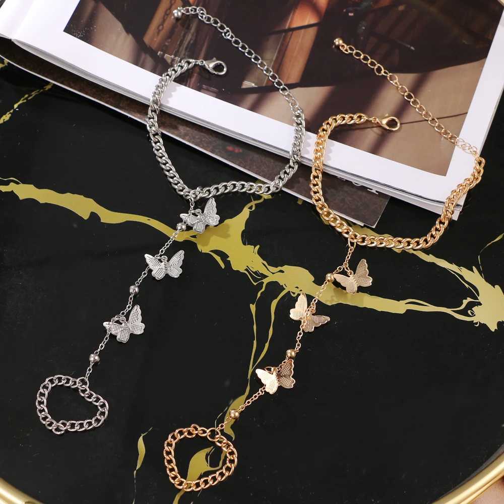 IPARAM Womens Butterfly Bracelet Vintage Simple Chain Butterfly Charm Finger Bracelet Fashion Charm Jewelry GiftXJ250117