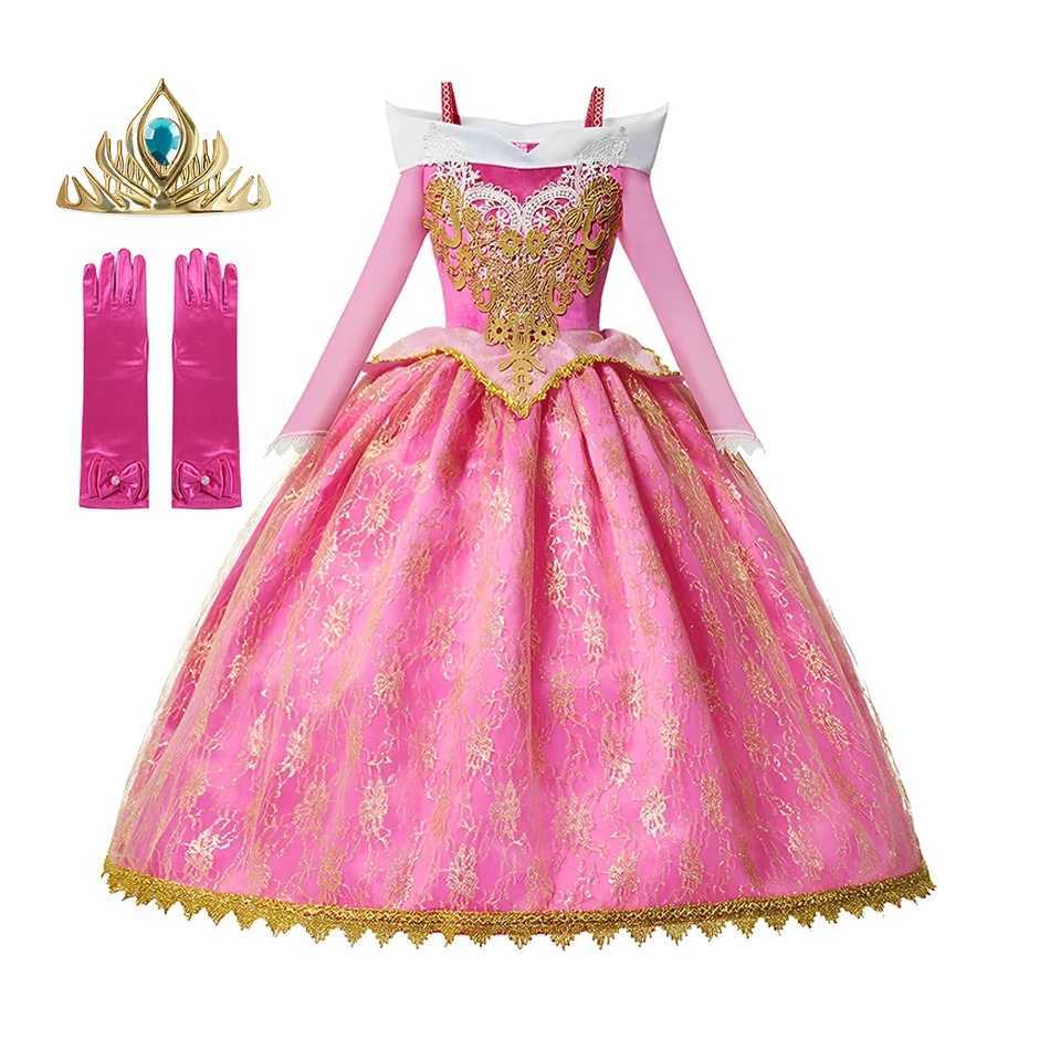 Girls Sleeping Beau Aurora Cosplay Princess Dress Kids Rapunzel Elsa Cinderella Costume Par Clothing 2-10Years Z250117
