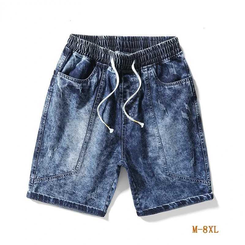 Summer Big Size Short Men Casual Plus Size Large Black 5 Loose Denim Shorts 8XL Breeches Jean Knee Shorts Pants Y2k 5XL 7XL BlueXJ250117
