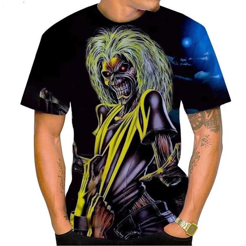 Hot Selling New Live Dead 3D Printing T-shirt Rock Music Round Neck Short Sleeve Heavy Metal Fashion Casual Mens Unisex TopXJ250117