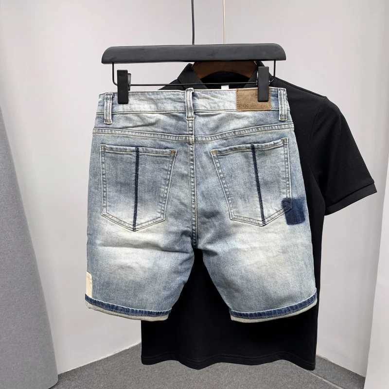 Straight Male Denim Shorts Ripped Jorts Distressed Retro Baggy Mens Short Jeans Pants Fitted Designer Y2k With Vintage XlXJ250117
