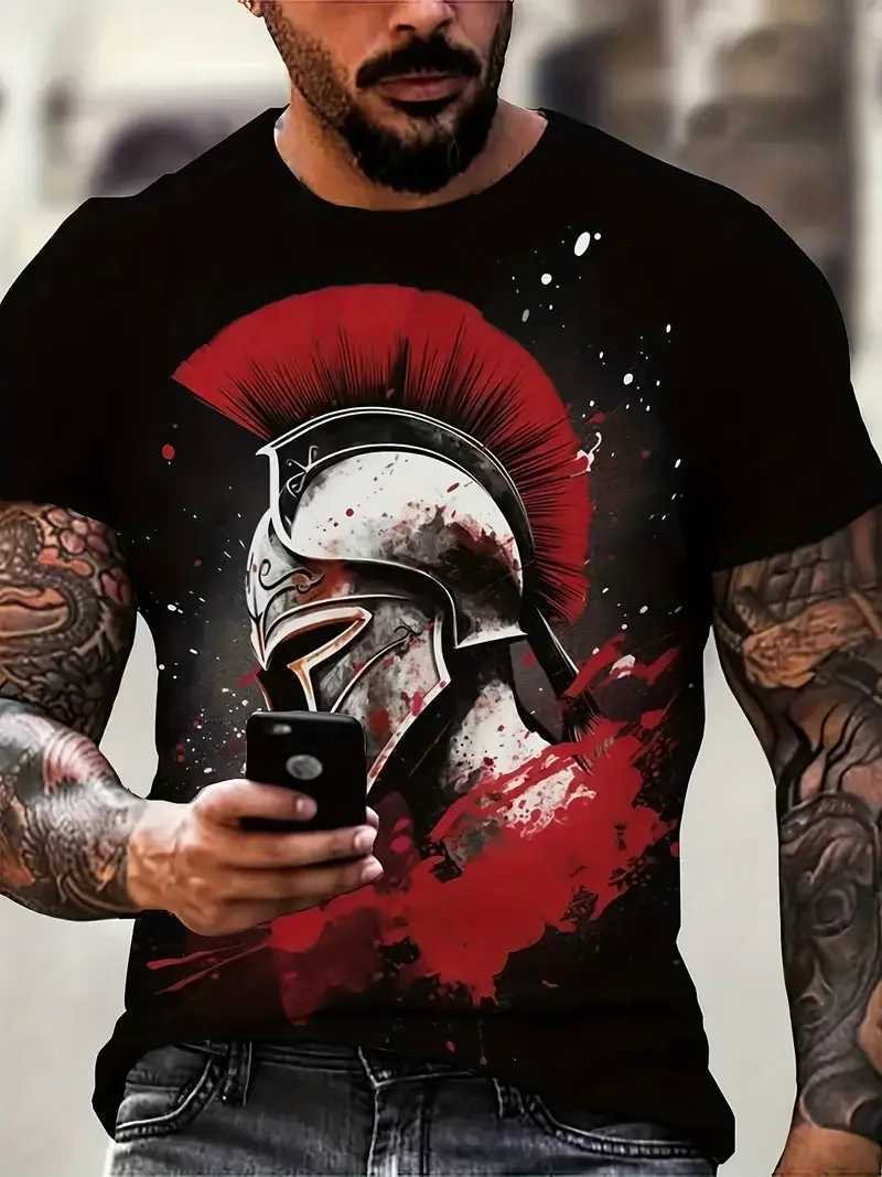 Mens T-Shirt 3d Sparta Knight Graphic Casual Slightly Stretch Breathable Short Sleeve Tee Outdoor Pullover Overszied ClothingXJ250117