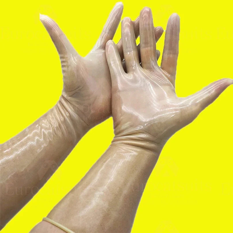 men Latex Gloves rubber socks Sexy Black Short Adult Unisex Seamless chlorine Onetime molding fetish wear 250115