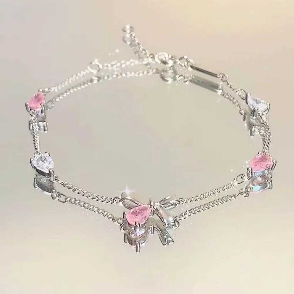 Elegant Crystal Flowers Bracelet for Women Y2K Sweet Girls Moon Cherry Blossom Bow Zircon Bracelets Luxury Jewelry GiftXJ250117