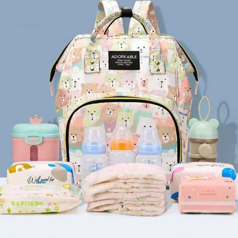 25*38CM Baby Diaper Bag Print Handbag Waterproof Reusable Diaper Bag Outdoor Travel Stroller Carrying Bag StorageXJ250117