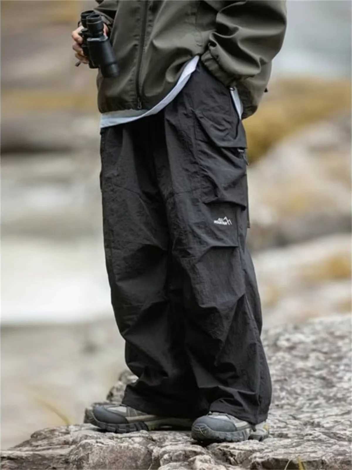 Mens Spring and Autumn New Waterproof Hip Hop Mountainring Pants Casual Harajuku Work Pants Black Cargo Outwear Pants Y250115